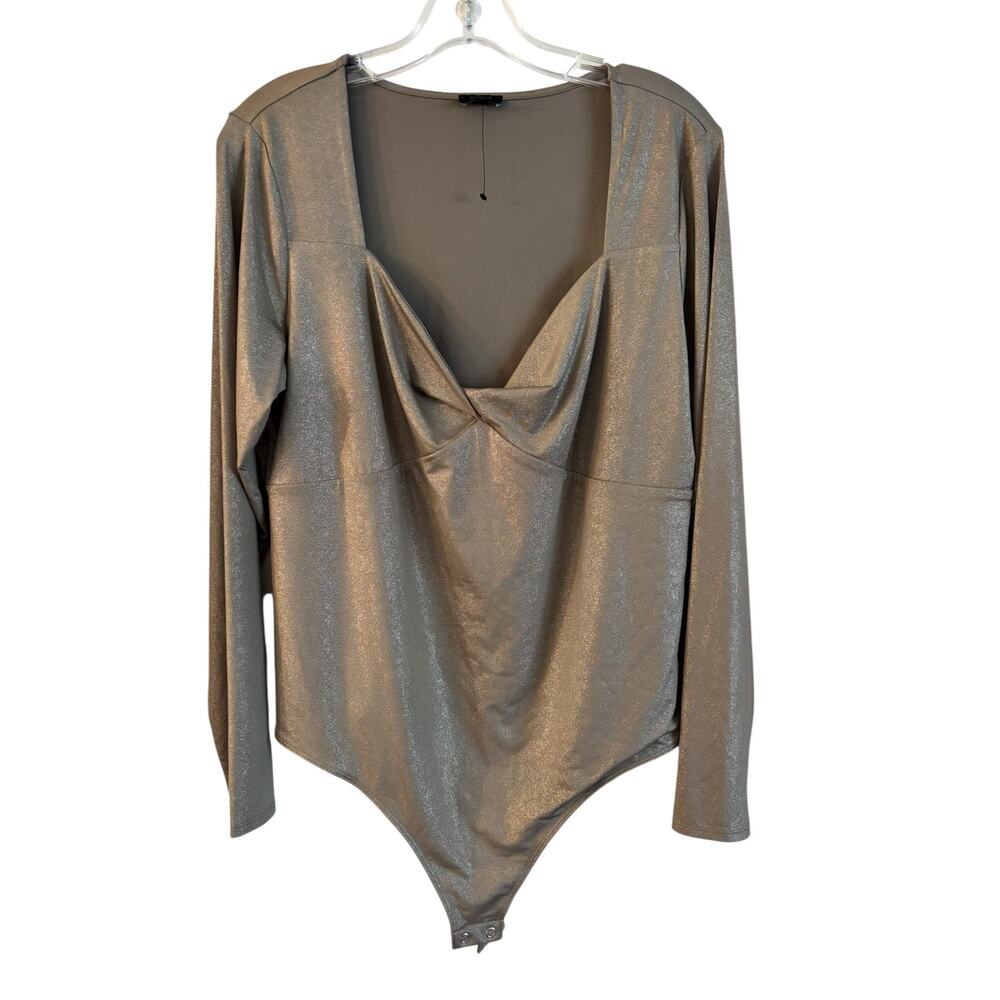 EXPRESS Women's Gold Bodysuit Sweatheart Neck BodyCon Size XL NWOT Metallic